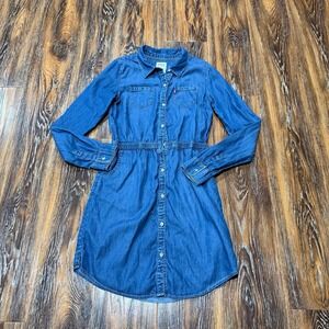 Levi's Girls Size L 12 - 13‎ Denim Collared Western Shirt Button Up Dress